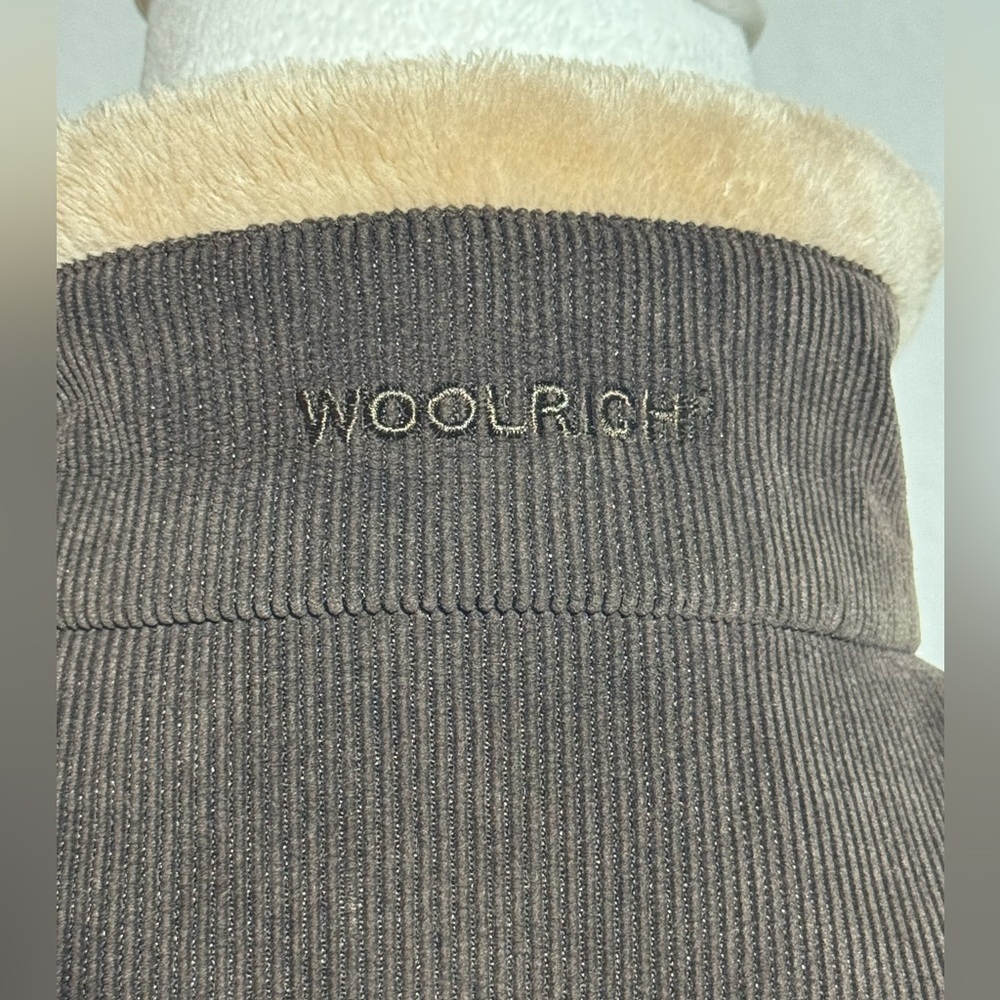 Woolrich Corduroy Vest Womens Brown Plush Lined XL Zip Up Pockets Faux Fur - Picture 5 of 10